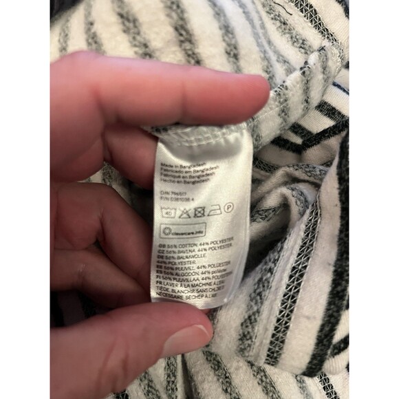 H&M Divided Hoodie Womens Medium Black White Striped Cropped Pullover Raglan - Picture 7 of 7